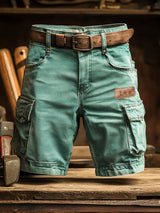 Herren Retro Outdoor Ripstop Mehrzweck-Cargoshorts – Grün