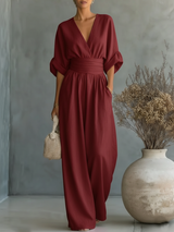 Ainslee - weicher, weit geschnittener Jumpsuit – Rot