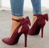 Isabelle - Damen High Heels mit Schleife und Knöchelriemen – Rot2