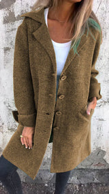 Isabella – lässige lange jacke mit umschlag – Braun