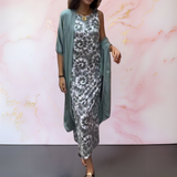 Mel | Elegantes Kleid mit Strickjacke – Blau