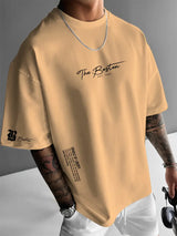 Ralph - Lässiges lockeres Kurzarm-T-Shirt für Herren mit Buchstabendruck – Hellorange