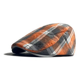 Velimir – Stylische Karierte Baskenmütze – Orange