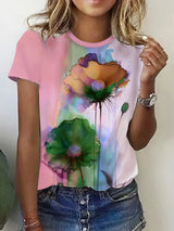 Damia – Kreatives T-Shirt mit Blumendruck – Rosa