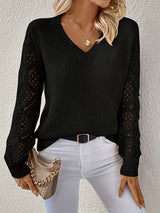 Elizabeth | Weicher V-Ausschnitt Pullover – Schwarz