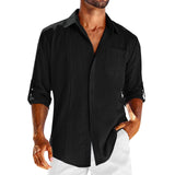 Donato - Langärmeliges Freizeithemd Top – Schwarz