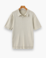 Herren Elegantes Geripptes Poloshirt | Klassisch – Elfenbein