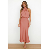 Damenkleid mit Halfterform | Midilänge – Rot