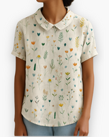 Damen Verspielte Wildblumen Bluse | Sommerlich Elegant – Weiß