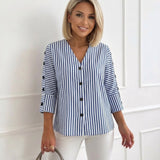 Eleesa – Bequeme Gestreifte Bluse – Blau