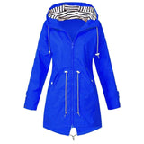 Damen Kapuze Winddichte RegenJacke | Langarm – Blau