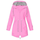 Damen Kapuze Winddichte RegenJacke | Langarm – Rosa