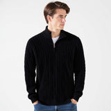 Lukas | Klassischer Strickpullover mit Half-Zip – Schwarz