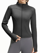 Lexaria | Warmes Fleece Laufjacke Damen Winter Slim Fit – Dunkelgrau