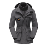 Damen Skijacke mit Kapuze | Sportliche Outdoor Winterjacke – Grau