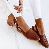 JENICA | Schicke Geflochtene Slingback-Ballerina – Dunkelbraun