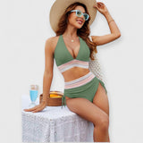 Raven | Bauchfreies Bikini-Set mit hoher Taille – Grün