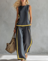 Leila | Elegantes Zweiteiliges Set mit Modernem Touch – Grau