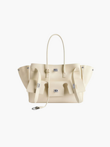 Luxuriöse vegane Leder-Strandtasche – Geflochtene Tote für Damen – Creme