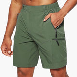 Herren Cargo Shorts mit Reißverschlusstaschen und Ripstop-Gewebe – Grün