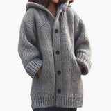 Langer Kapuzen Cardigan für Damen – Grau