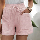 Rosalie | Leinen Shorts mit Taschen – Hellrosa (fast ausverkauft)