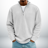 Snovia™ – Hochwertiger Herrenpullover mit Halbreißverschluss – Weiß