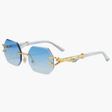 Damen Sonnenbrille mit UV400 Schutz und geometrischen Gläsern – Blau