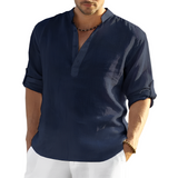Andrew - Herren-Leinenhemd – Marineblau