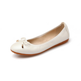 Melyssa - flache Damenschuhe mit Schleife – Weiß
