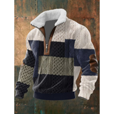 Ibrahima – Fleece Rollkragen Pullover Mit Reißverschluss – Grün-Weiß