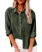 Zuki – Bluse aus Baumwollleinen – Grün