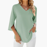 Sommerbluse mit V-Ausschnitt für Damen – Leicht & Elegant – Grün