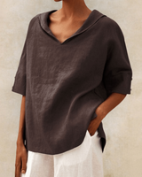 Marsica – Luftige Leinen Bluse Mit Lockerer Passform – Braun