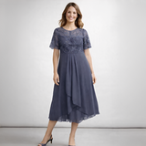 Floraine - Schickes Damenkleid – Grau