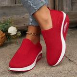 Hermina - Damen Slip-On Sneaker mit Strickstruktur – Rot