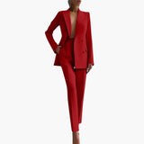 Elegantes Damen Blazer-Ensemble - Taillierter Schnitt mit Hose – Rot