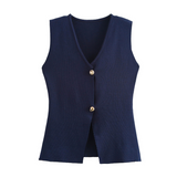 Tenley - Modische Strickweste für Damen – Marineblau