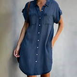 Flora | Sommerkleid mit Bauchweg-Effekt – Dunkelblau