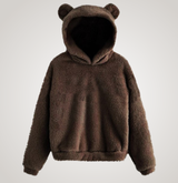 Tialyn - Plüsch-Hoodie mit Bärenohren – Kaffee