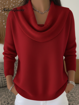 Eva™ | Zarte und elegante einfarbige Bluse mit Rüschen am Kragen – Rot