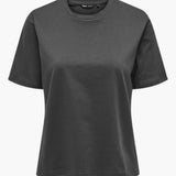 Damen T-Shirt mit Rundhals und kurzen Ärmeln aus Leichtstoff – Anthrazitgrau