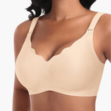 Nahtloser Damen BH ohne Bügel mit verstellbaren Trägern – Beige-vordere Welle