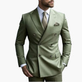Herren Anzug zweiteilig mit Doppelreiher und Slim Fit Hose – Mintgrün