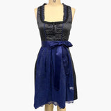 Dirndl kleid mit Spitzen­schürze für Damen - Oktoberfest 2025 – Schwarz-Blau
