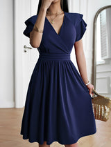 Laura - Stilvolles Kleid mit V-Ausschnitt für Damen – Marineblau