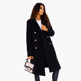 Lapel Collar Trenchcoat für Damen – Schwarz