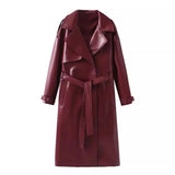 Stilvolle Vegane Leder Damenjacke - Viviette – Bordeauxrot