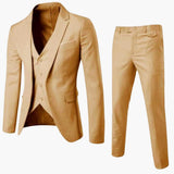 Herren Anzug dreiteilig mit Ein-Knopf Blazer und Weste – Beige