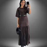 Valentina | Elegantes Handgemachtes Damenkleid – Braun